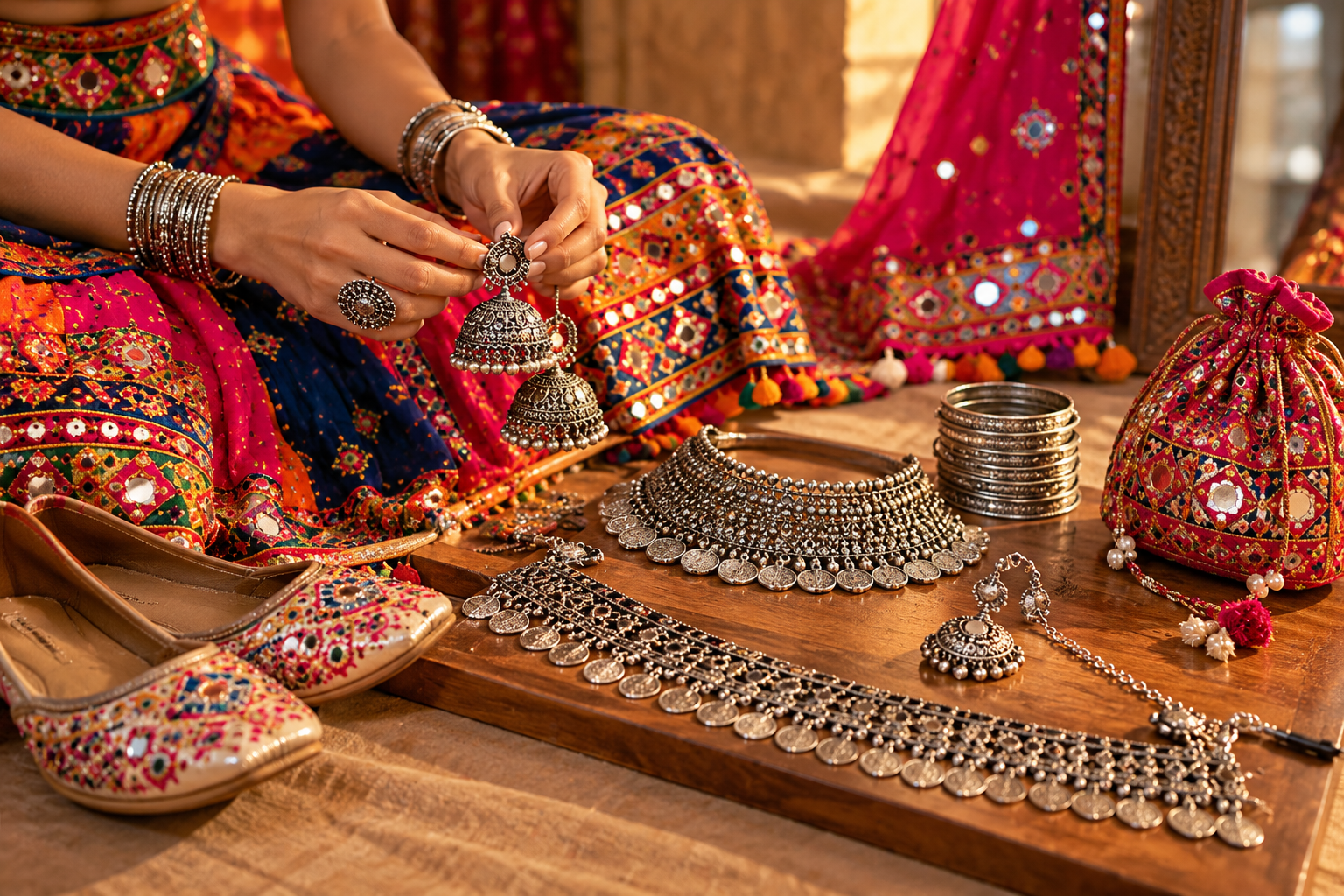 How to Style Garba Looks Without Overdoing It - Oxidised Jewellery and Accessories